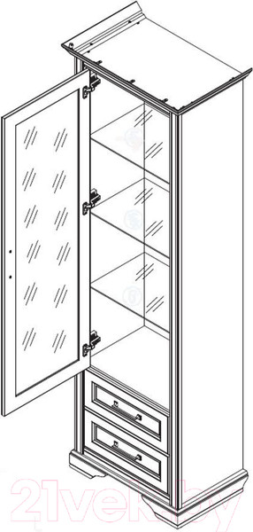 Изображение товара Шкаф с витриной Black Red White Stylius B169-REG1W2S с подсветкой (лиственница сибирская)