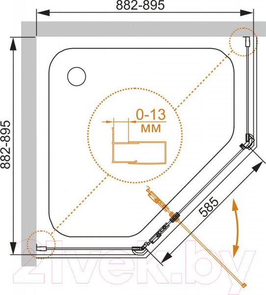 Изображение товара Душевой уголок Cezares ECO-O-P-1-90-P-NERO