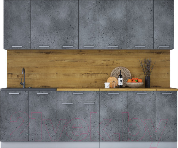 Изображение товара Кухонный гарнитур Интерлиния Мила Лайт 2.5 (бетон портленд/бетон портленд/дуб бунратти)