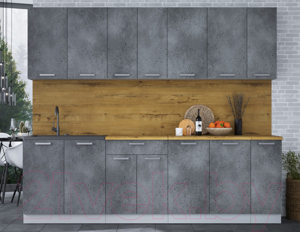 Изображение товара Кухонный гарнитур Интерлиния Мила Лайт 2.5 (бетон портленд/бетон портленд/дуб бунратти)