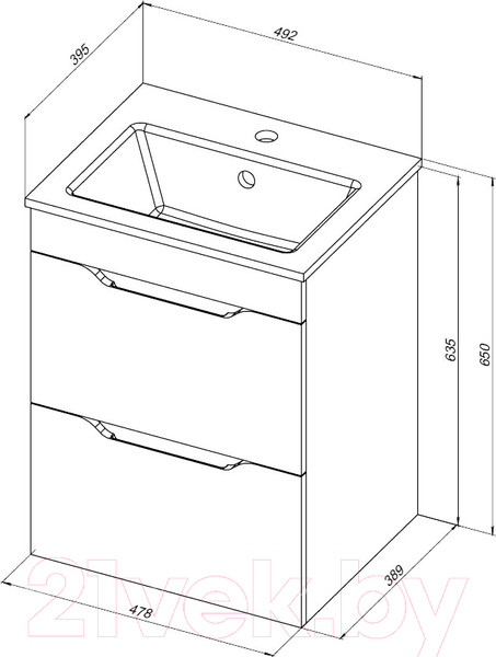 Изображение товара Тумба под умывальник Aquanet Практика 50 / 330456 (маренго)