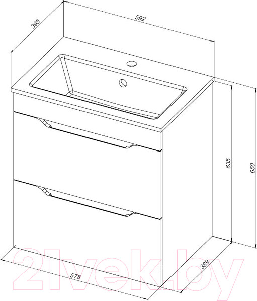 Изображение товара Тумба под умывальник Aquanet Практика 60 / 330458 (маренго)