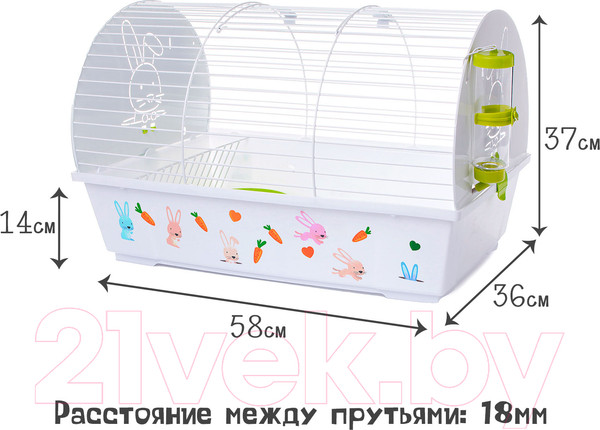 Изображение товара Клетка для грызунов Voltrega 001993BP (белый/зеленый)