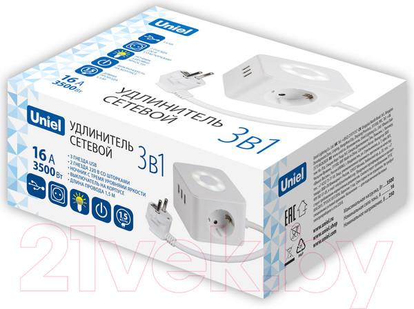 Изображение товара Удлинитель Uniel S-GCD2-1.5SBU / UL-00011249 (белый)
