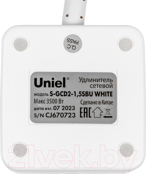 Изображение товара Удлинитель Uniel S-GCD2-1.5SBU / UL-00011249 (белый)