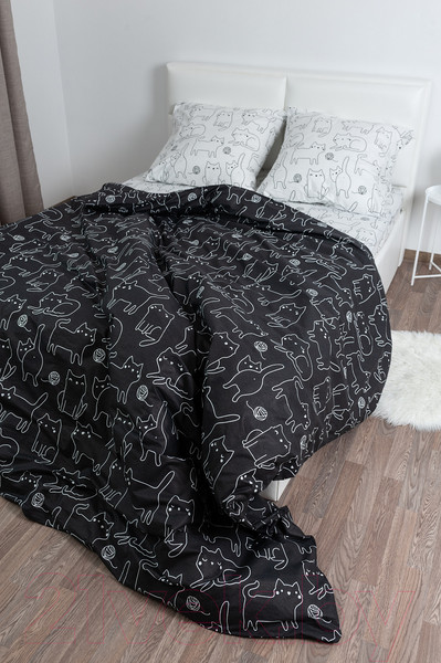 Изображение товара Комплект постельного белья Milanika Инь-янь евро (поплин)