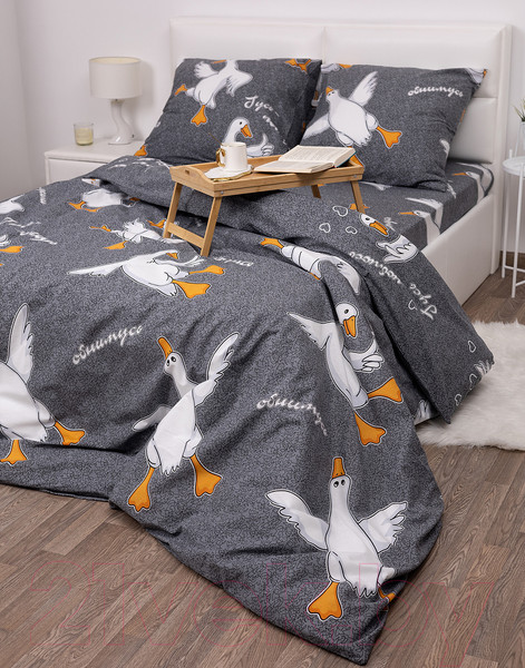 Изображение товара Комплект постельного белья Milanika Гусь-обнимусь Евро (поплин)
