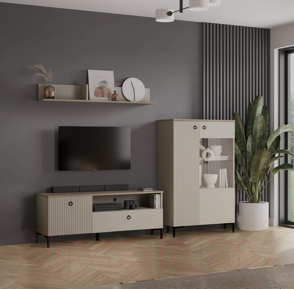 Изображение товара Тумба Black Red White Domenica RTV1D1S (глиняный серый/дуб сильвержек ореховый)