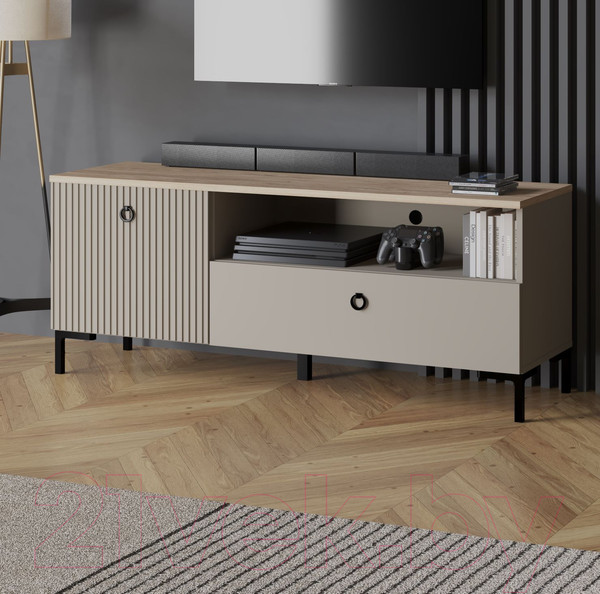 Изображение товара Тумба Black Red White Domenica RTV1D1S (глиняный серый/дуб сильвержек ореховый)