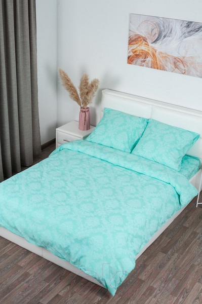 Изображение товара Комплект постельного белья Milanika Бирюза семейный (поплин-жаккард)