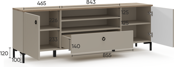 Изображение товара Тумба Black Red White Domenica RTV2D1S (глиняный серый/дуб сильвержек ореховый)