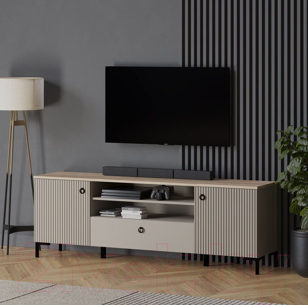 Изображение товара Тумба Black Red White Domenica RTV2D1S (глиняный серый/дуб сильвержек ореховый)