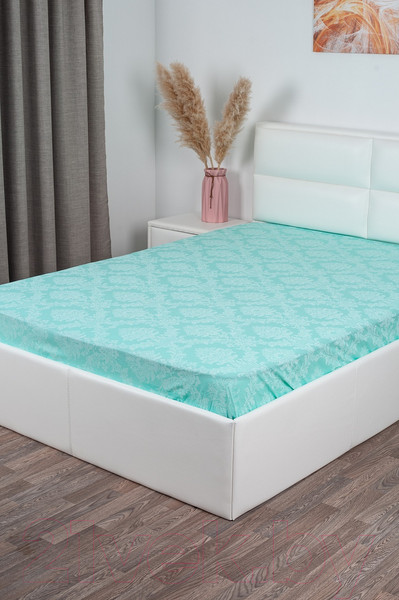 Изображение товара Простыня Milanika Бирюза на резинке 180х200x20 (поплин-жаккард)