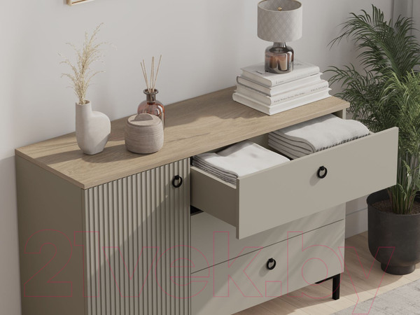 Изображение товара Тумба Black Red White Domenica KOM1D3S (глиняный серый/дуб сильвержек ореховый)