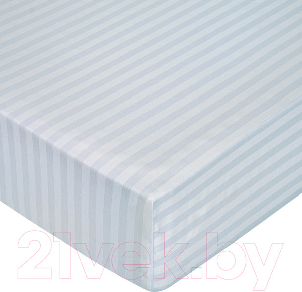 Изображение товара Простыня Milanika Светло-серая на резинке 160х200x20 (поплин-страйп)