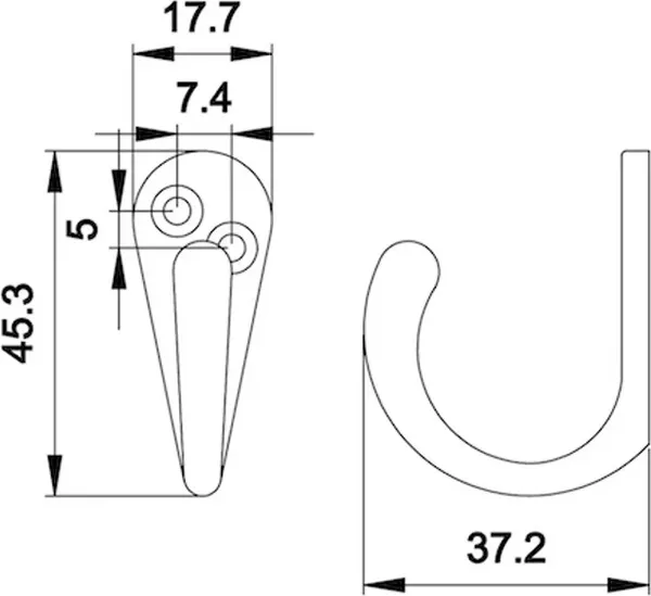Изображение товара Крючок для одежды Trodos DMZ-31304 1-рожковый сплав ЦАМ (черный)