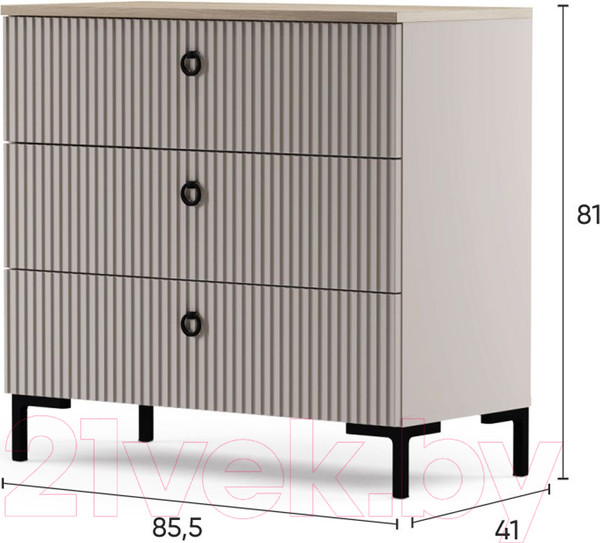 Изображение товара Комод Black Red White Domenica KOM3S (глиняный серый/дуб сильвержек ореховый)