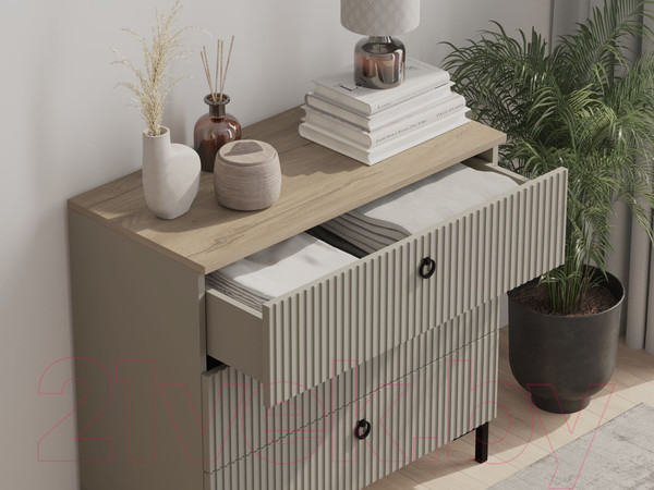 Изображение товара Комод Black Red White Domenica KOM3S (глиняный серый/дуб сильвержек ореховый)