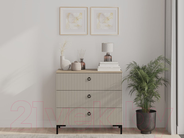 Изображение товара Комод Black Red White Domenica KOM3S (глиняный серый/дуб сильвержек ореховый)