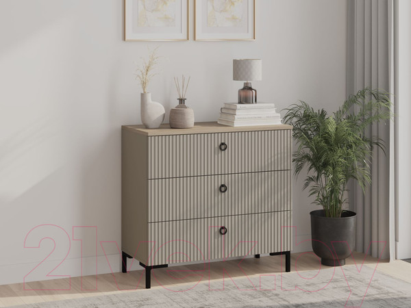 Изображение товара Комод Black Red White Domenica KOM3S (глиняный серый/дуб сильвержек ореховый)