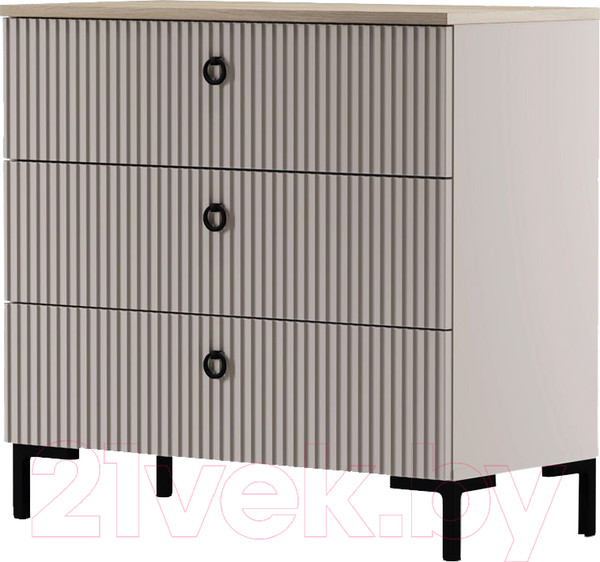 Изображение товара Комод Black Red White Domenica KOM3S (глиняный серый/дуб сильвержек ореховый)