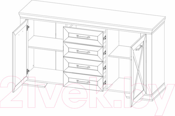 Изображение товара Тумба Black Red White Marselle KOM2D4S (ясень снежный/дуб сонома темный)