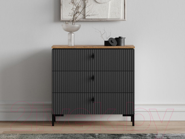 Изображение товара Комод Black Red White San Gimignano KOM3S (антрацитовый/дуб нокс)