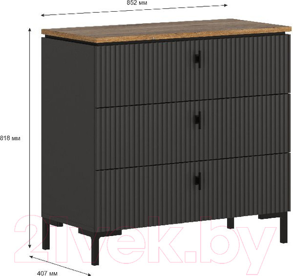 Изображение товара Комод Black Red White San Gimignano KOM3S (антрацитовый/дуб нокс)