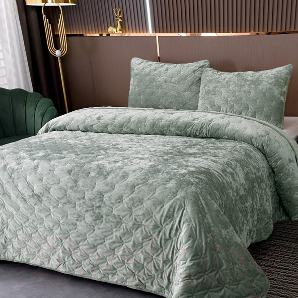 Изображение товара Набор текстиля для спальни Sofi de Marko Алира 160х220 / Пок-Ал-160х220из (изумрудный)