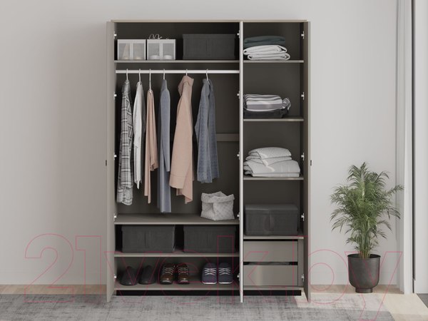Изображение товара Шкаф Black Red White Domenica SZF3D (глиняный серый/дуб сильвержек ореховый)