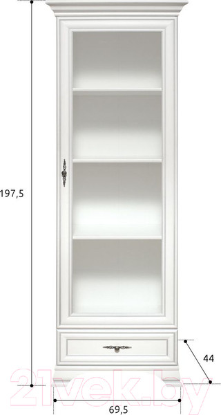 Изображение товара Шкаф с витриной Black Red White Kentaki S320-REG1W1S (белый)