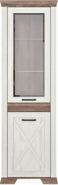 Изображение товара Шкаф с витриной Black Red White Marselle REG1W1DL (ясень снежный/дуб сонома темный)