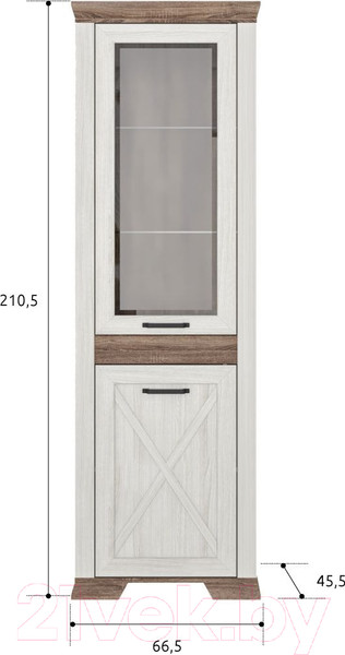 Изображение товара Шкаф с витриной Black Red White Marselle REG1W1DL (ясень снежный/дуб сонома темный)