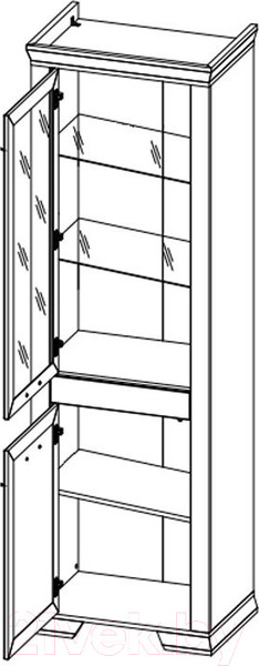 Изображение товара Шкаф с витриной Black Red White Marselle REG1W1DL (ясень снежный/дуб сонома темный)