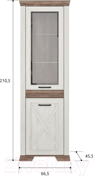 Изображение товара Шкаф с витриной Black Red White Marselle REG1W1DP (ясень снежный/дуб сонома темный)