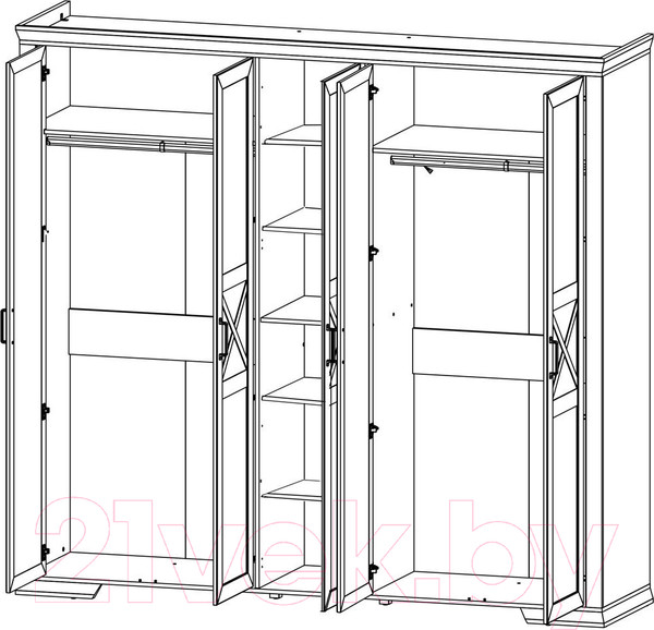 Изображение товара Шкаф Black Red White Marselle SZF5D (ясень снежный/дуб сонома темный)