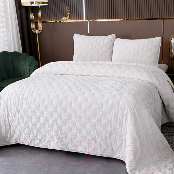 Изображение товара Набор текстиля для спальни Sofi de Marko Алира 240x260 / Пок-Ал-240x260мол (молочный)