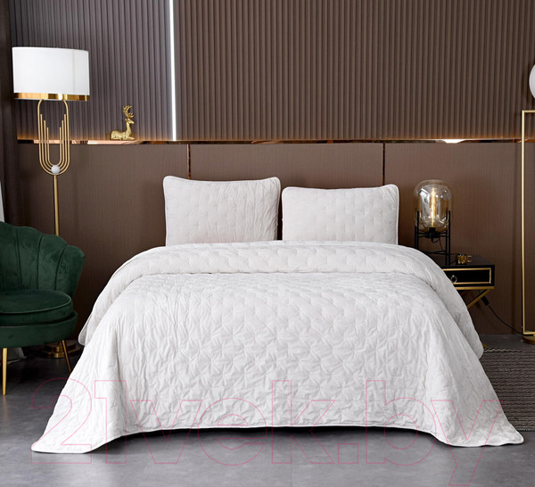 Изображение товара Набор текстиля для спальни Sofi de Marko Алира 240x260 / Пок-Ал-240x260мол (молочный)