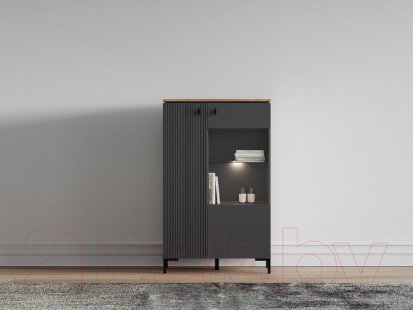 Изображение товара Шкаф Black Red White San Gimignano REG1D1W/140 с подсветкой (антрацитовый/дуб нокс)
