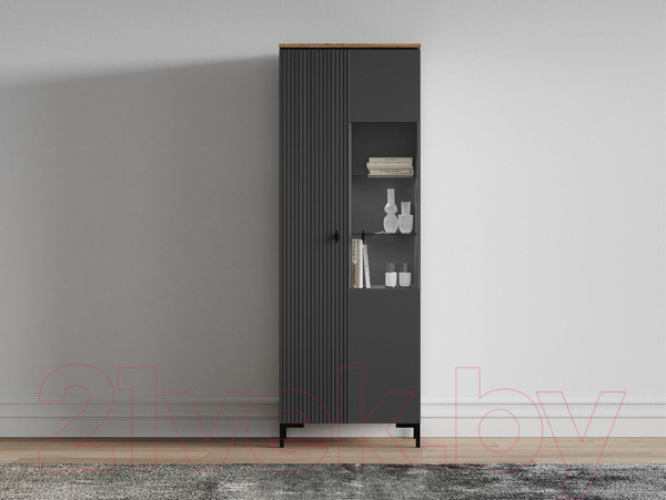 Изображение товара Шкаф с витриной Black Red White San Gimignano REG1D1W (антрацитовый/дуб нокс)