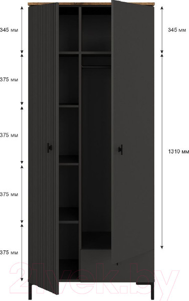 Изображение товара Шкаф Black Red White San Gimignano SZF2D1S (антрацитовый/дуб нокс)