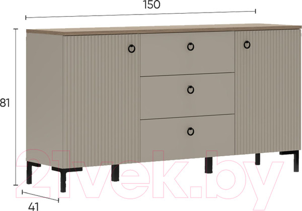 Изображение товара Тумба Black Red White Domenica KOM2D3S (глиняный серый/дуб сильвержек ореховый)