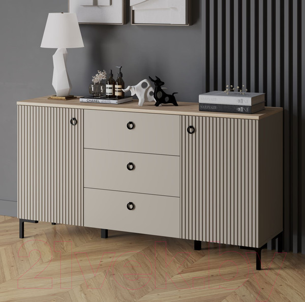 Изображение товара Тумба Black Red White Domenica KOM2D3S (глиняный серый/дуб сильвержек ореховый)