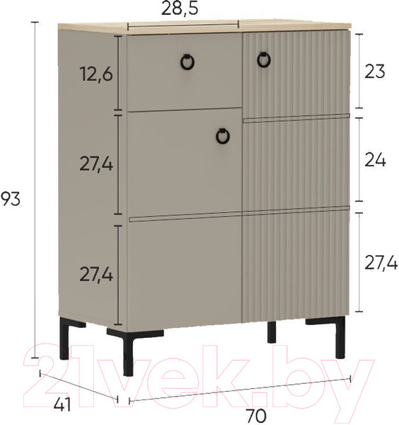 Изображение товара Тумба Black Red White Domenica KOM2D1S (глиняный серый/дуб сильвержек ореховый)