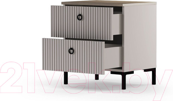 Изображение товара Прикроватная тумба Black Red White Domenica KOM2S (глиняный серый/дуб сильвержек ореховый)