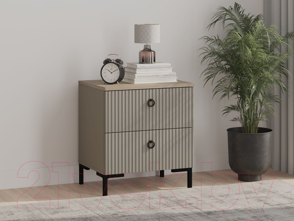 Изображение товара Прикроватная тумба Black Red White Domenica KOM2S (глиняный серый/дуб сильвержек ореховый)