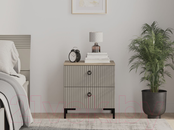 Изображение товара Прикроватная тумба Black Red White Domenica KOM2S (глиняный серый/дуб сильвержек ореховый)