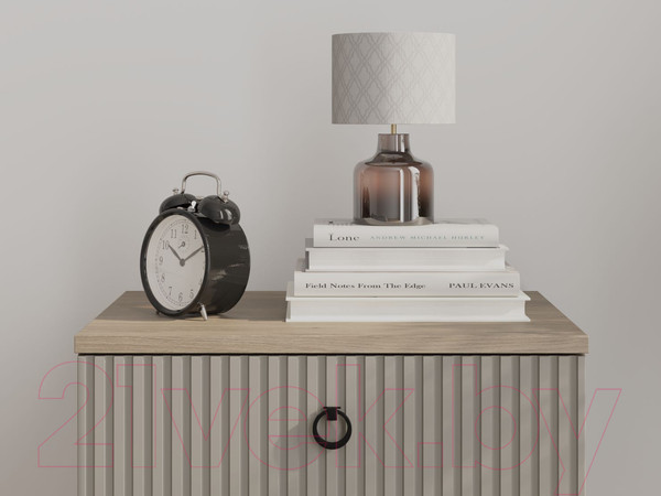 Изображение товара Прикроватная тумба Black Red White Domenica KOM2S (глиняный серый/дуб сильвержек ореховый)