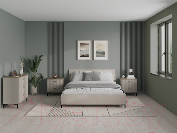 Изображение товара Прикроватная тумба Black Red White Domenica KOM2S (глиняный серый/дуб сильвержек ореховый)