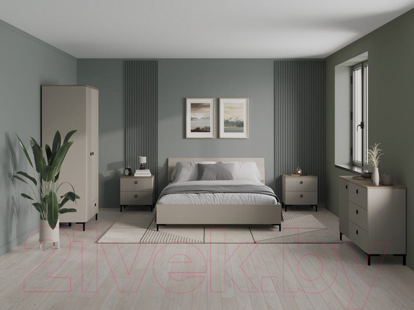 Изображение товара Прикроватная тумба Black Red White Domenica KOM2S (глиняный серый/дуб сильвержек ореховый)